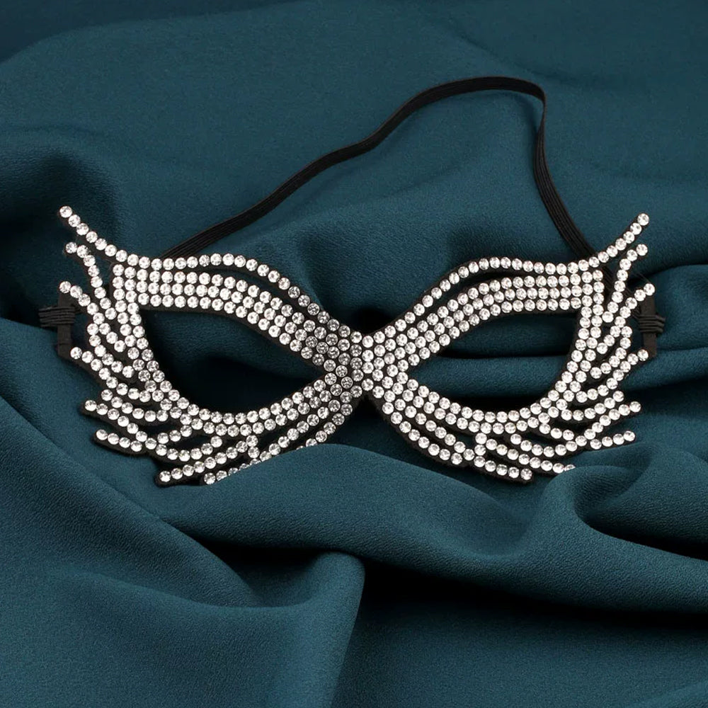 Bainca Winged Rhinestone Masquerade Mask