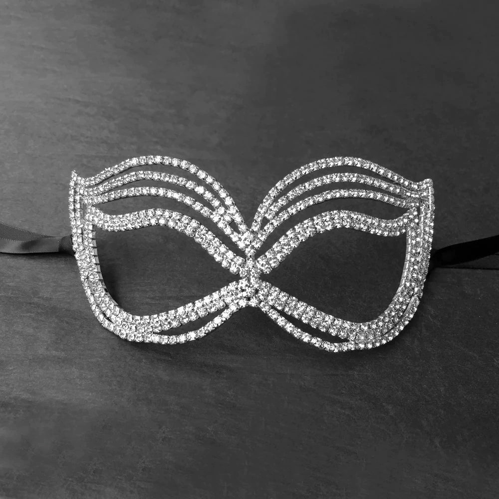 Fluid Metal Rhinestone Masquerade Mask