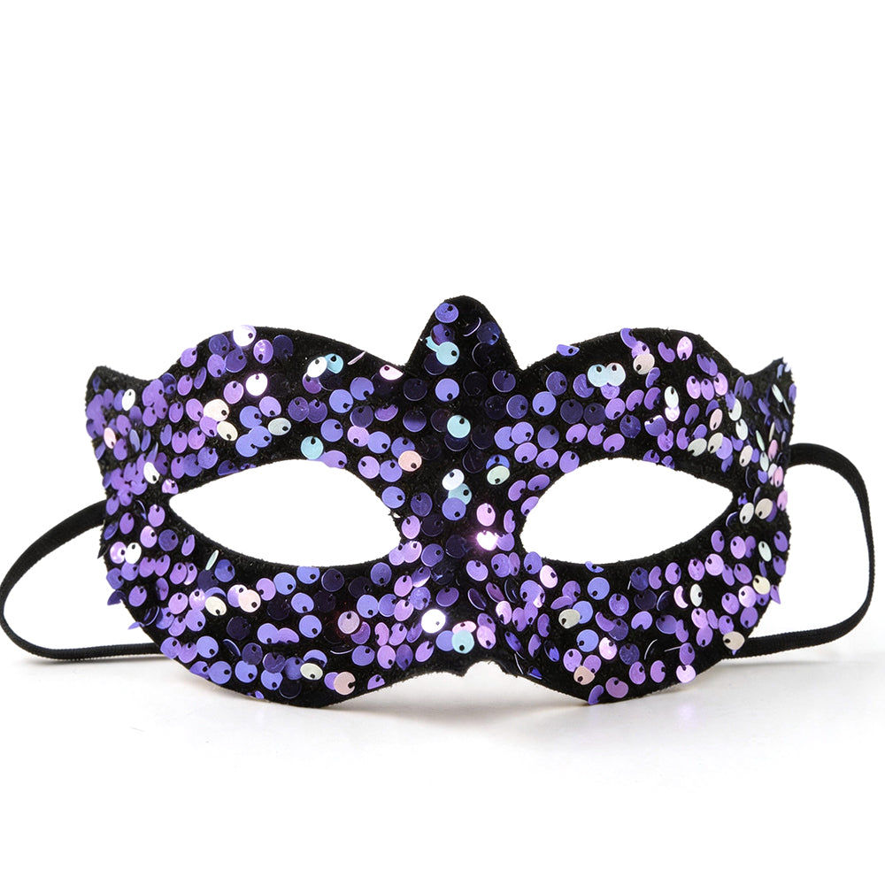 Shiny Sequin Masquerade Mask - Purple