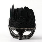 Giulia  Elegant Black Feather & Lace Masquerade Mask