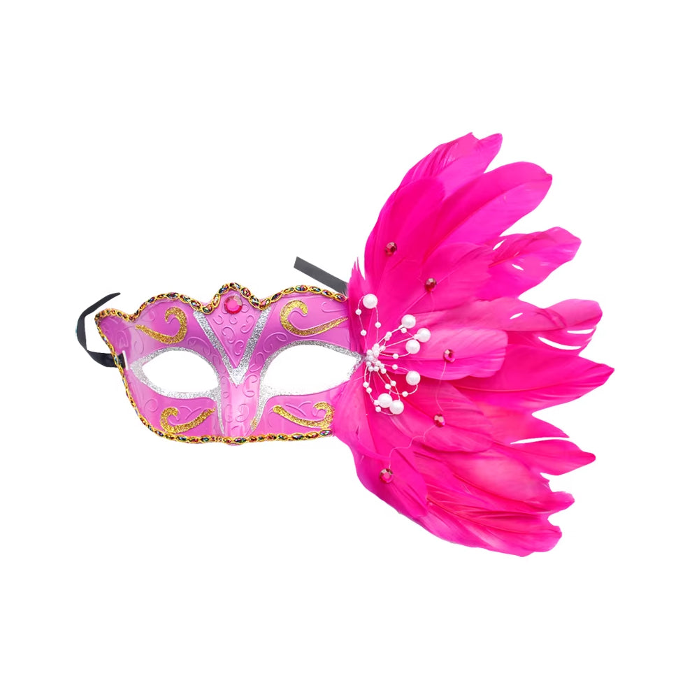 Giulia Side Feather Burst Masquerade Mask in Vibrant Colors