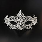 Bianca Luxury Silver Rhinestone Masquerade Tiara Mask