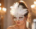 Giulia Feather Crown Rhinestone Masquerade Mask