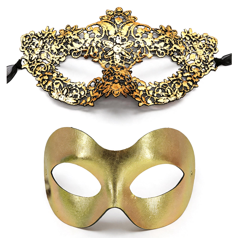 Gold Masquerade Mask Set for Couple