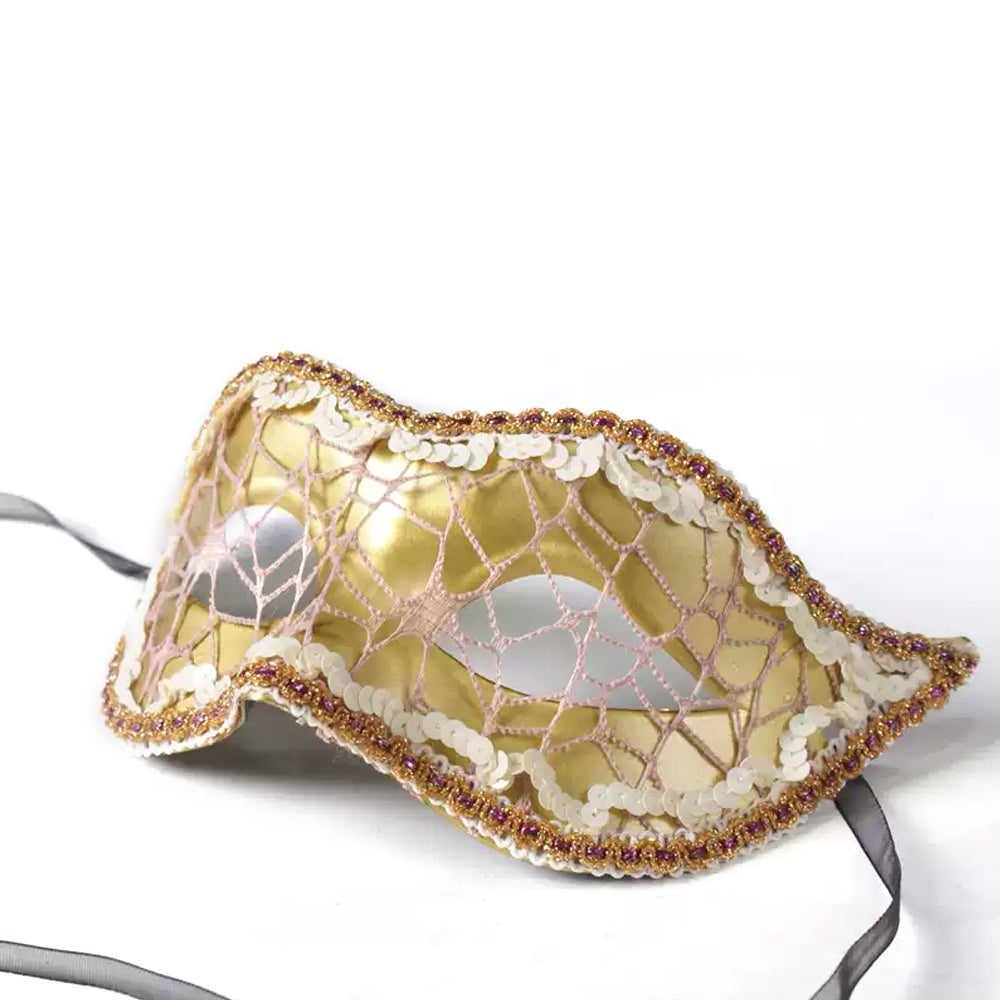 Elegant Gold Sequin Lace Masquerade Mask