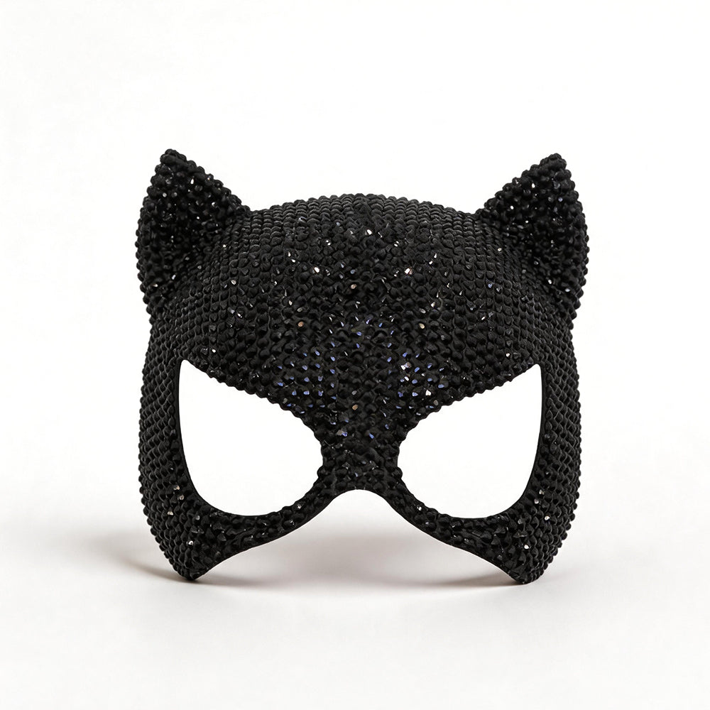 Bianca Crystal cat Party Mask-FULL BLACK
