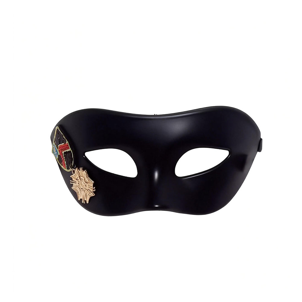Black  venetian Half Masquerade Mask with Crest Decoration