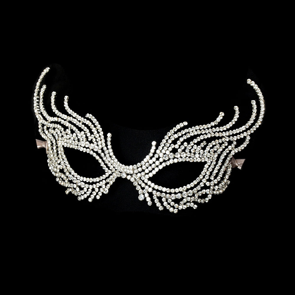 Bianca Crystal Winged Silver Alloy Masquerade Mask