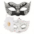 Silver Frost Rhapsody – Matching Couple Masquerade Mask Set