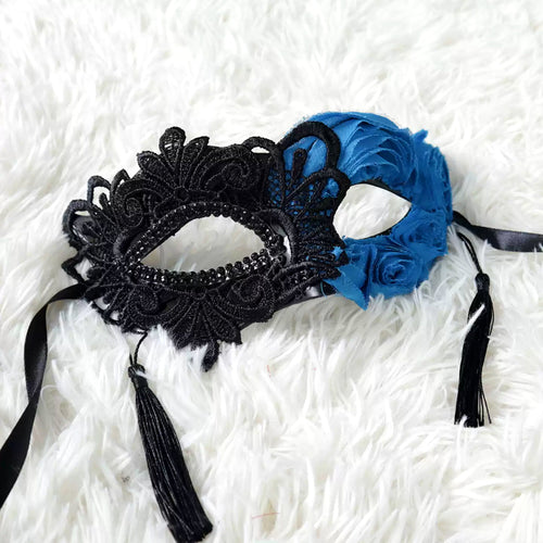Asymmetrical Lace Masquerade Mask with Tassels