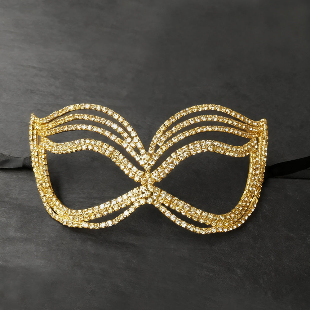 Fluid Metal Rhinestone Masquerade Mask