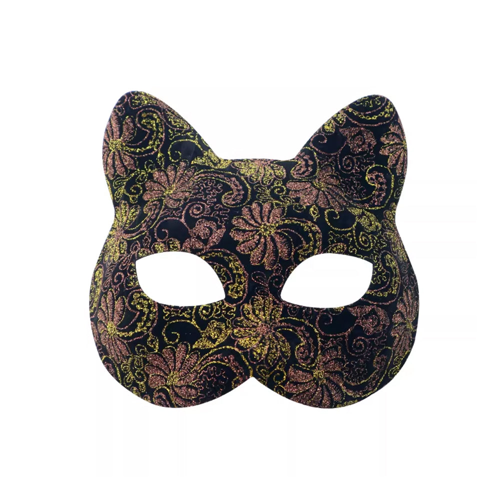 Vintage Floral Cat Masquerade Mask