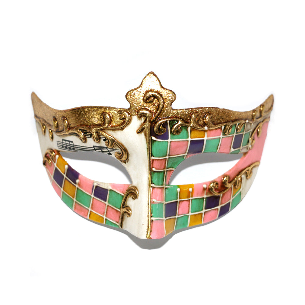 Vintage Music Score & Harlequin Venetian Masquerade Mask