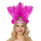 Giulia Feather Carnival Headpiece with Crystal Band in Multi Colors
