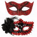 Scarlet Passion Aria – Matching Couple Masquerade Mask Set