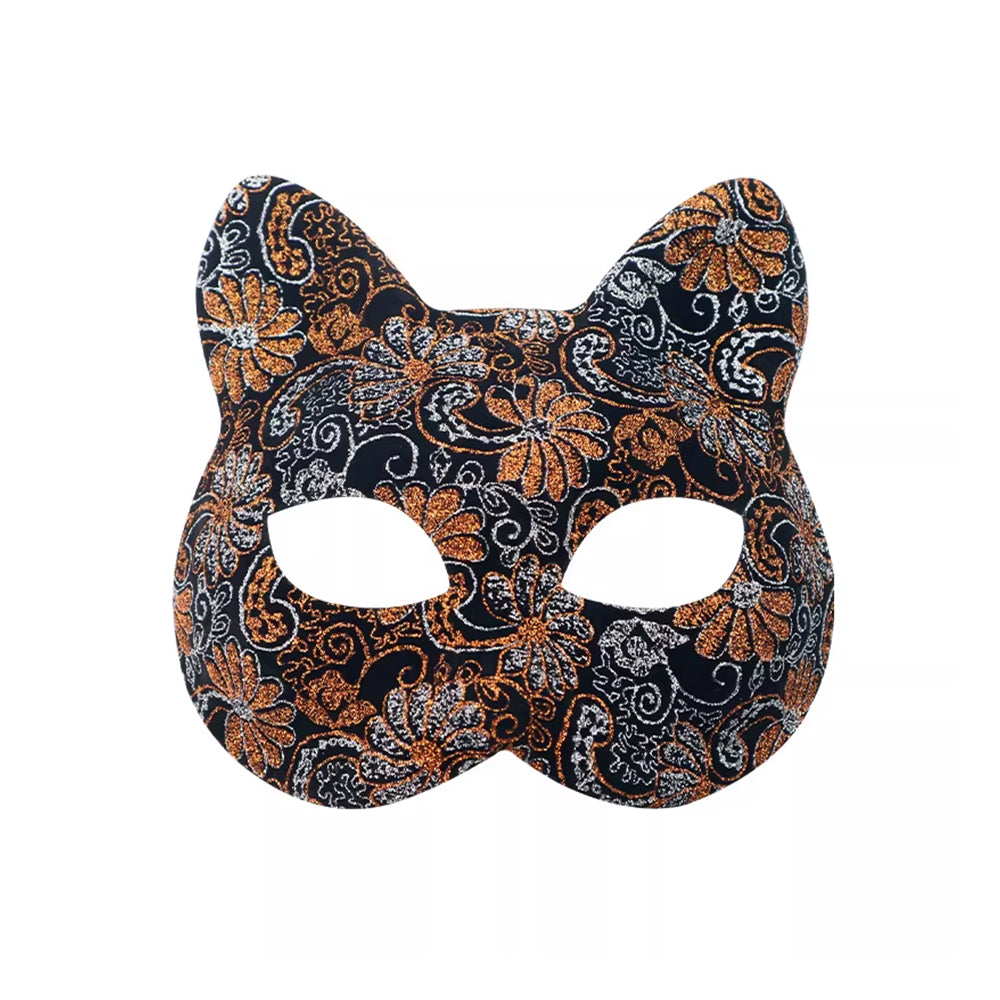 Vintage Floral Cat Masquerade Mask