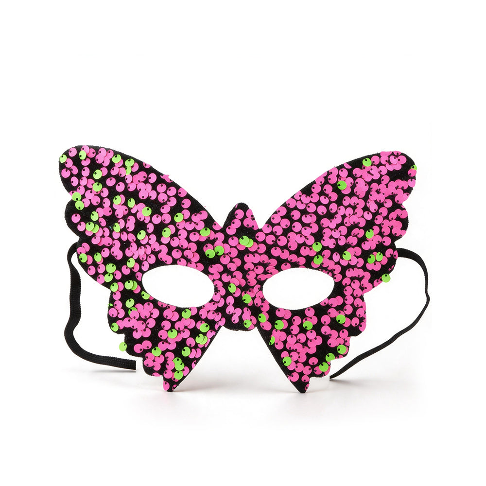Sparkling Butterfly Sequin Masquerade Mask -Fuchsia