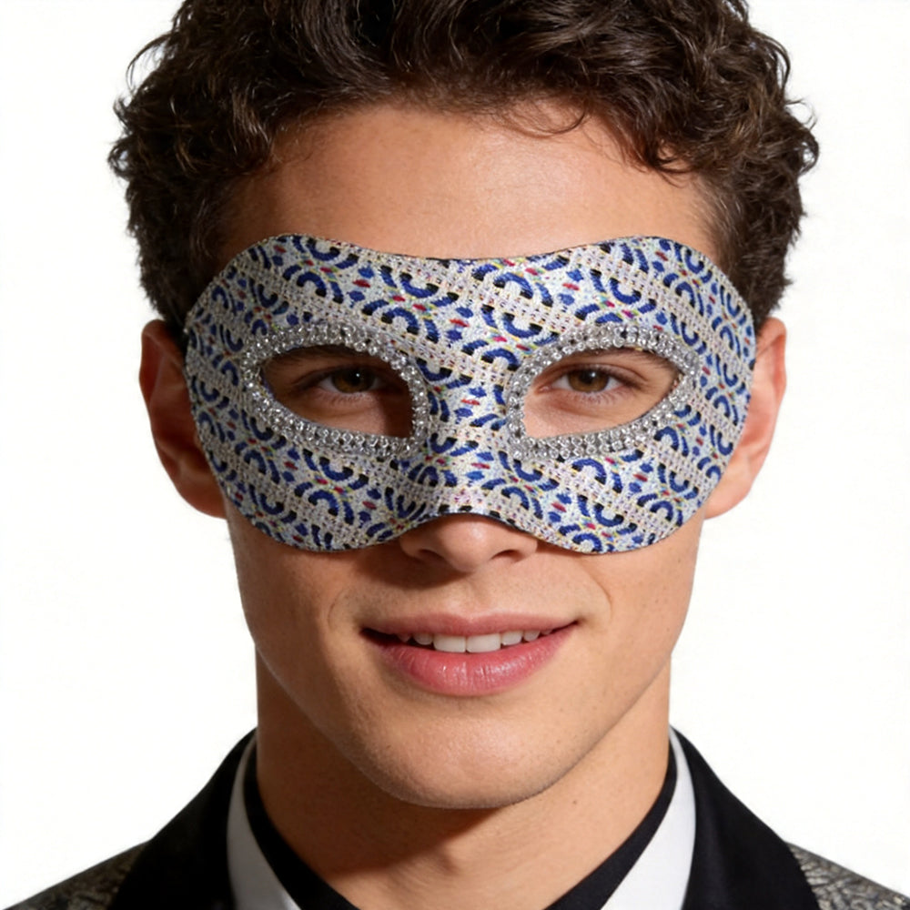 Patterned Rhinestone Venetian Masquerade Mask