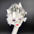Red Butterfly Masquerade Mask with Lace Fan Design