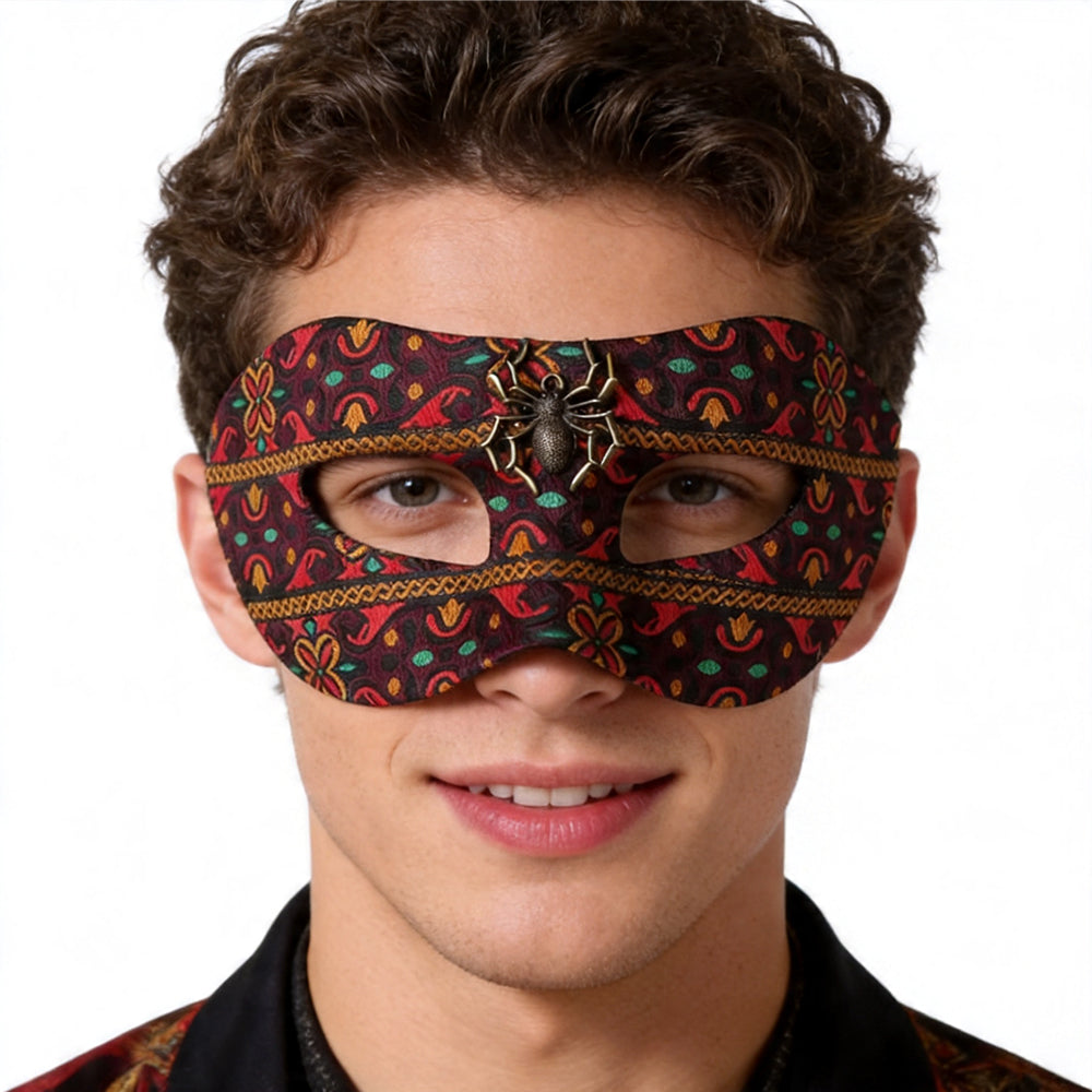 Vintage Brocade Spider Masquerade Mask