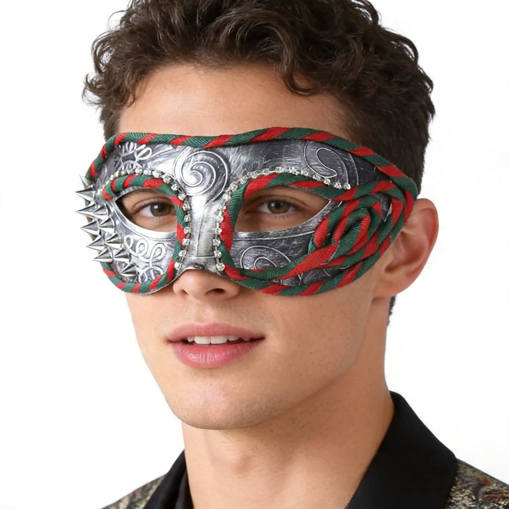 Men’s Punk Venetian Masquerade Mask with Spikes