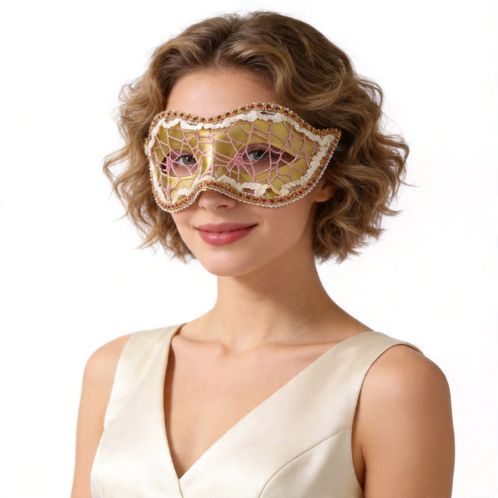 Elegant Gold Sequin Lace Masquerade Mask