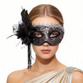 Héloïse Black Feather Masquerade Mask with Sequin Detail
