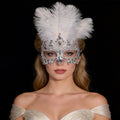 Giulia Feather Crown Rhinestone Masquerade Mask