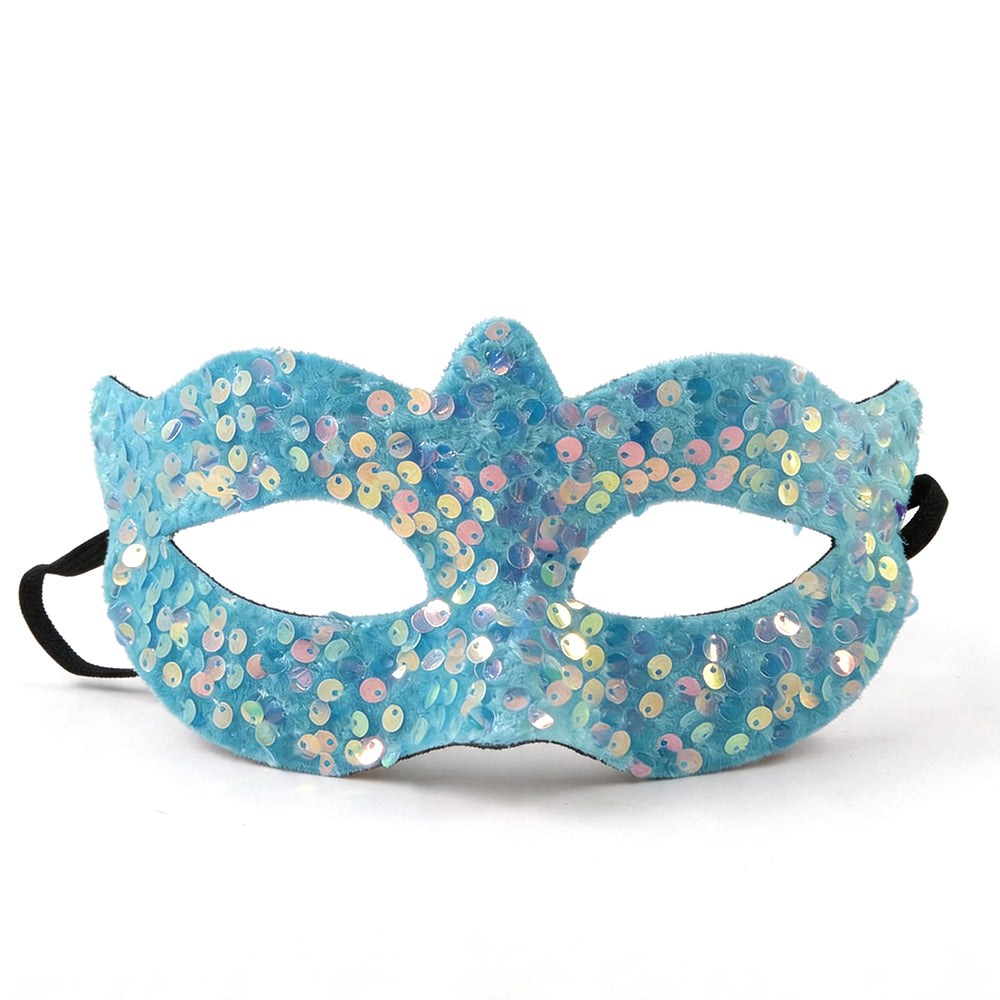 Shiny Sequin Masquerade Mask - Sky Blue