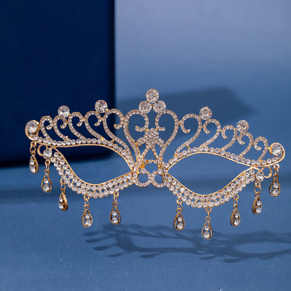 Gold Crystal Tassels Masquerade Mask