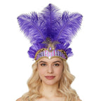 Giulia Feather Carnival Headpiece with Crystal Band in Multi Colors