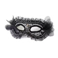 Ruffled Lace Masquerade Mask - Pearl & Crystal Eye Mask -Black