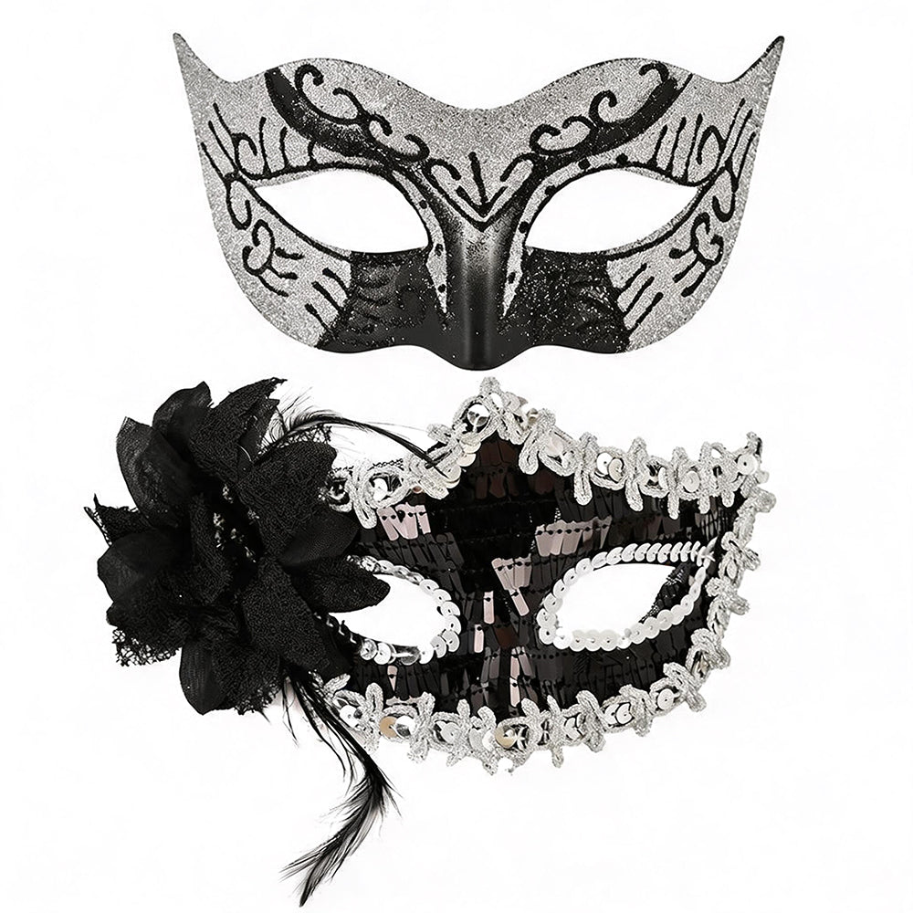 Silver Moonlight Echo – Matching Couple Masquerade Set