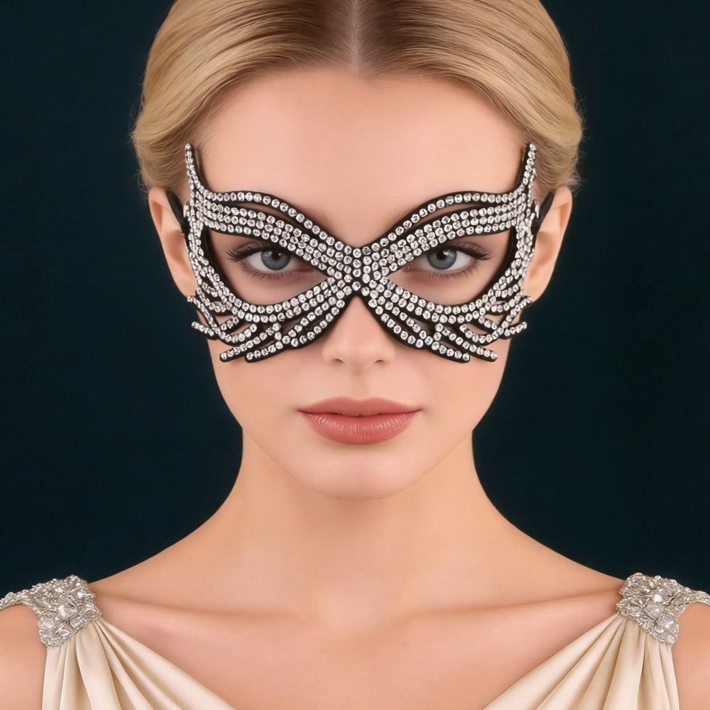 Bainca Winged Rhinestone Masquerade Mask
