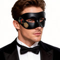 Black  venetian Half Masquerade Mask with Crest Decoration