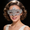 Bianca Luxury Silver Rhinestone Masquerade Tiara Mask