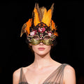 Giuliu Orange Feather Headpiece Masquerade Mask