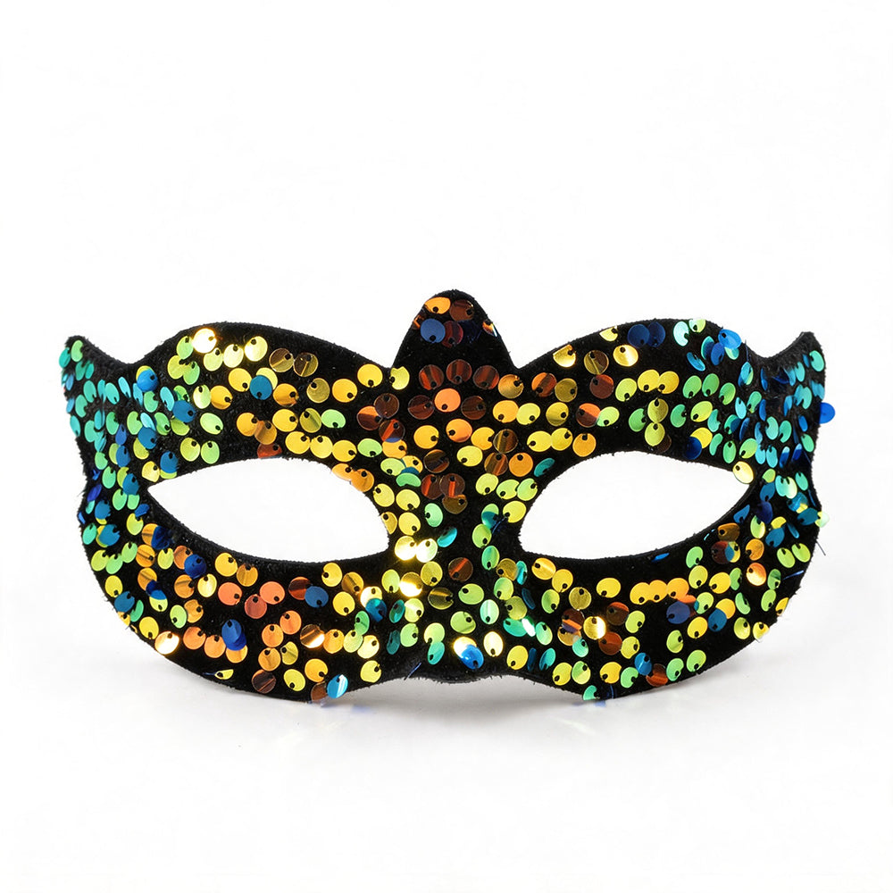 Shiny Sequin Masquerade Mask -  Gold