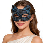 Vintage Floral Cat Masquerade Mask