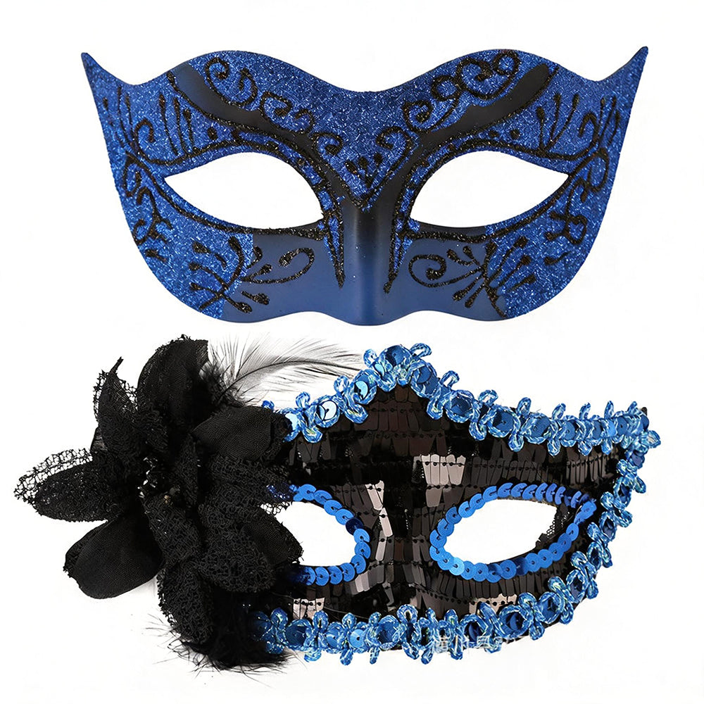 Sapphire Night Serenade – Matching Couples Masquerade Set
