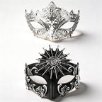 Alessandra Venetian Sun Motif Couple Masquerade Mask Set