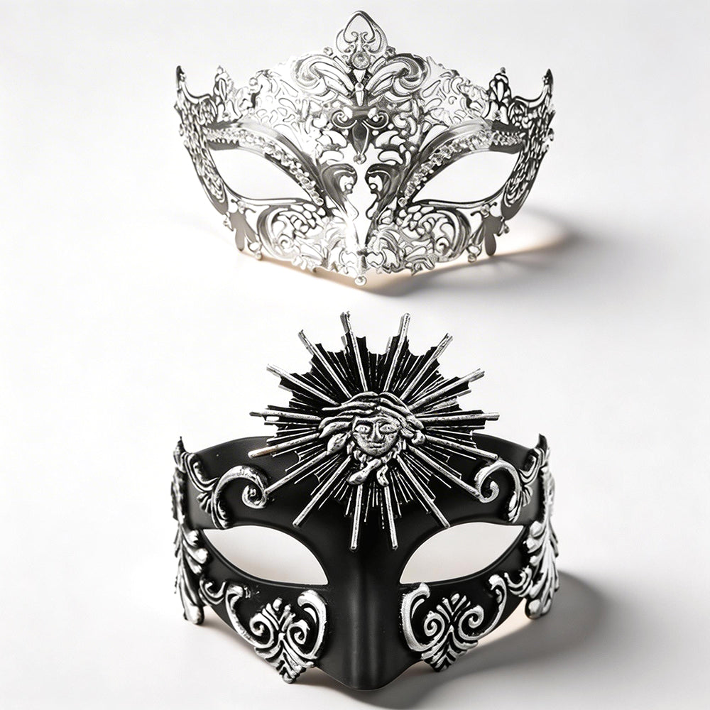 Alessandra Venetian Sun Motif Couple Masquerade Mask Set