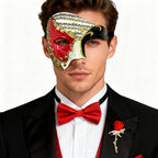 Leonardo Venetian Masquerade Mask Set with Bow Tie & Rose