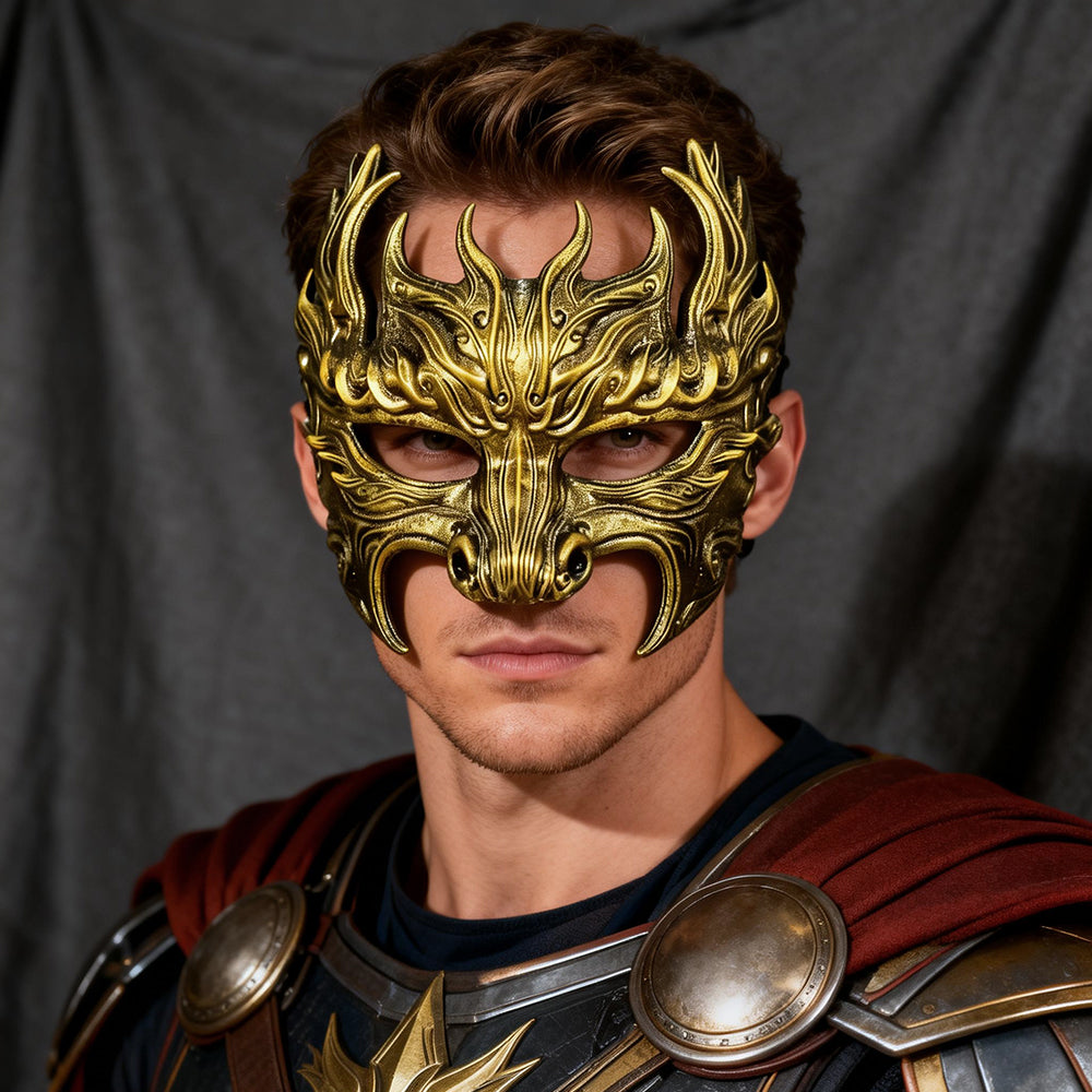 Gold Warrior Armor Masquerade Mask