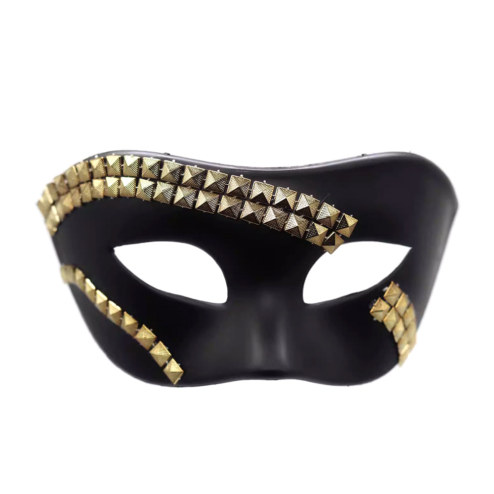 Alessandra Black Studded Half Venetian masquerade Mask