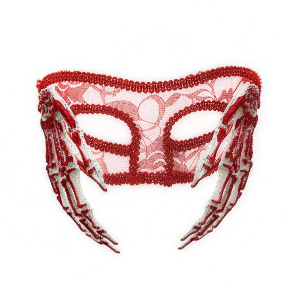 Bathory Lace Halloween Masquerade Mask with Sculpted Hand Detail