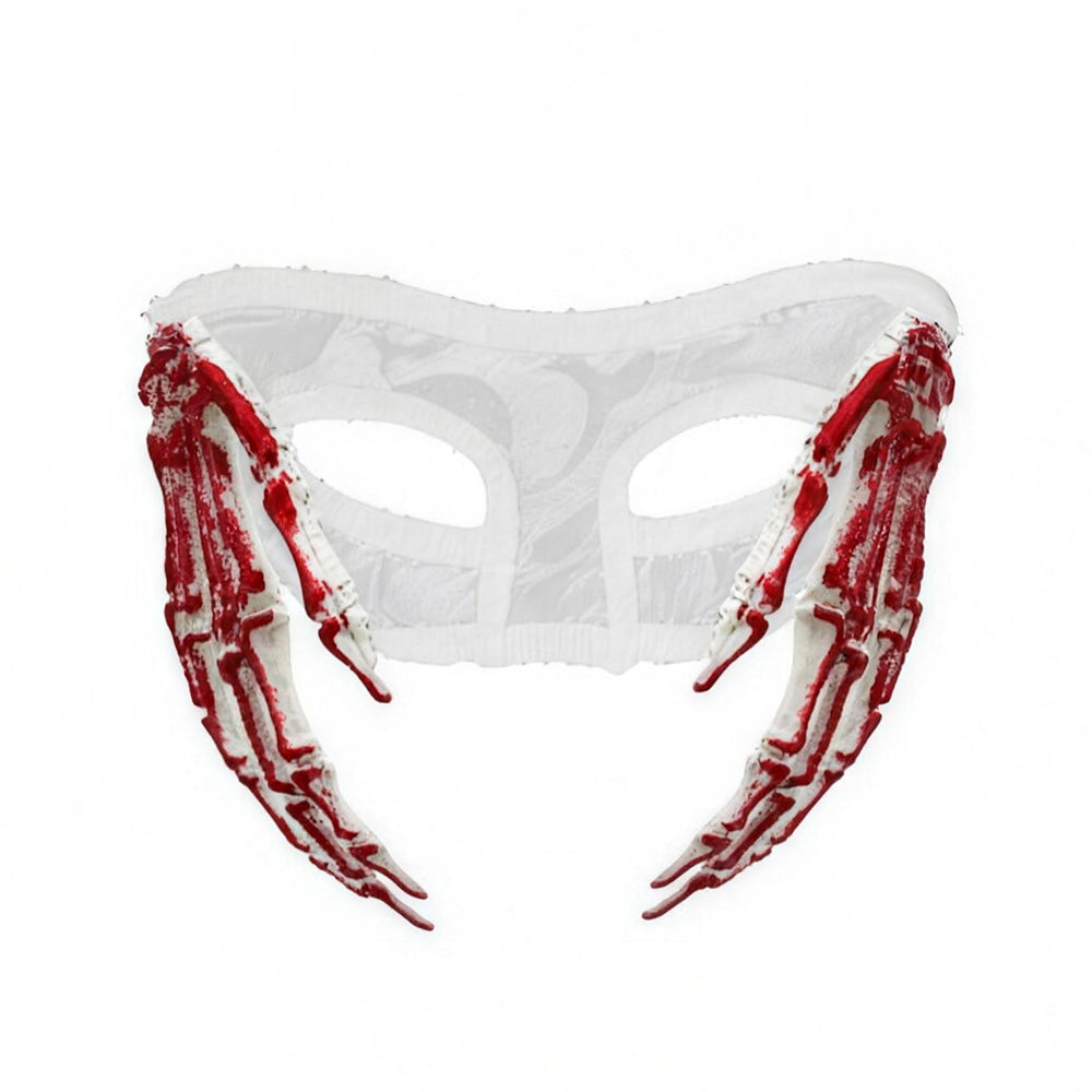 Bathory Lace Halloween Masquerade Mask with Sculpted Hand Detail