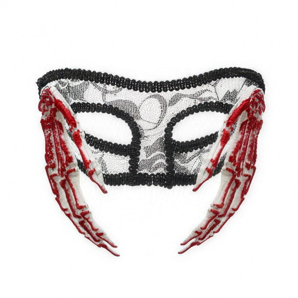 Bathory Lace Halloween Masquerade Mask with Sculpted Hand Detail