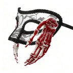 Bathory Lace Halloween Masquerade Mask with Sculpted Hand Detail