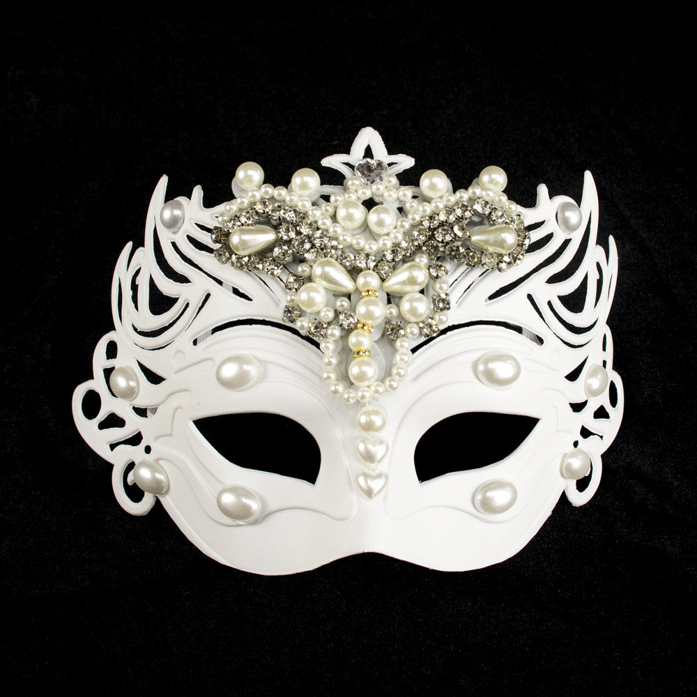 Máscara de mascarada de filigrana de perla marfil Bianca